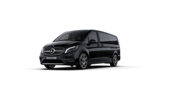 Black Mercedes V-Class luxury van for limousine service in Switzerland