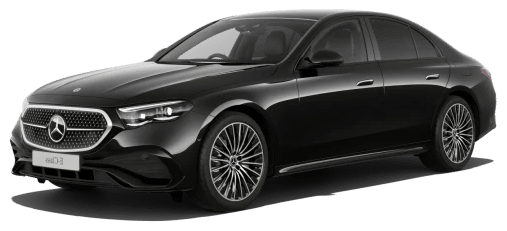 Black Mercedes E-Class luxury sedan for executive chauffeur service in Geneva.