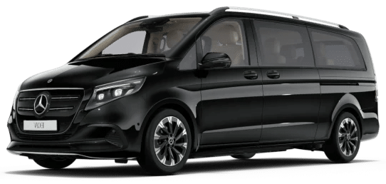 All-electric Mercedes EQV luxury van for eco-friendly premium travel in Switzerland