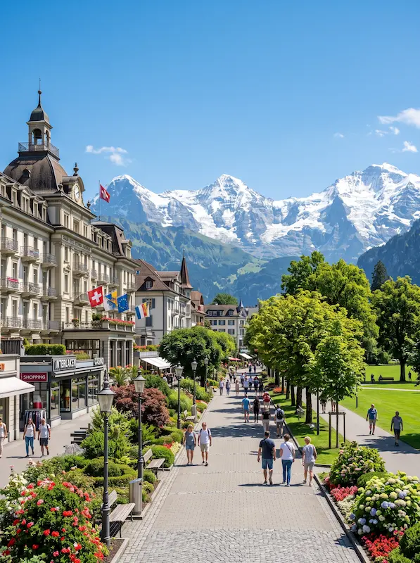 Limousine service Interlaken - View of the city and Jungfrau mountain