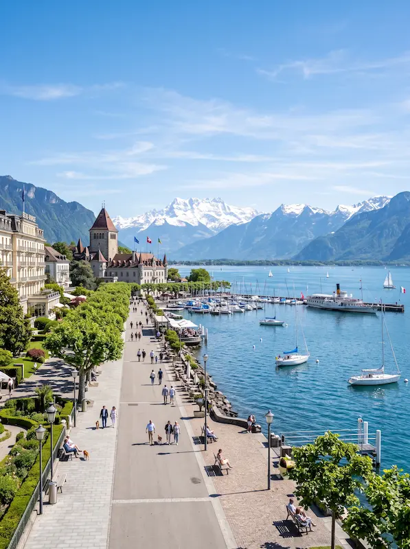 Limousine service Lausanne - View of the Ouchy lakefront