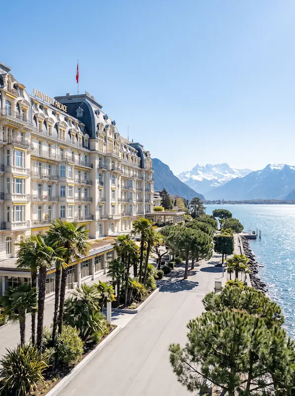 Limousine service Montreux - View of the Swiss Riviera architecture
