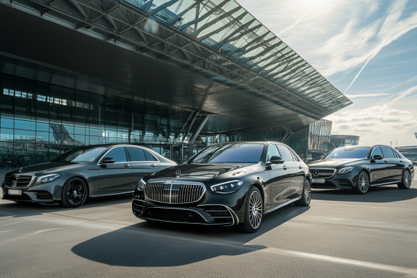 Fleet of luxury vehicles offering premium limousine service in Switzerland